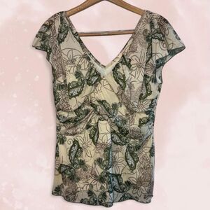 VTG 2000s Y2K V-neck top w/ ruched & pleated details ~ Y2K night out top